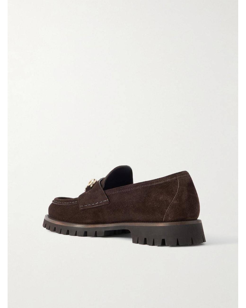 Gucci Brown Sylke Horsebit-Detailed Suede Loafers