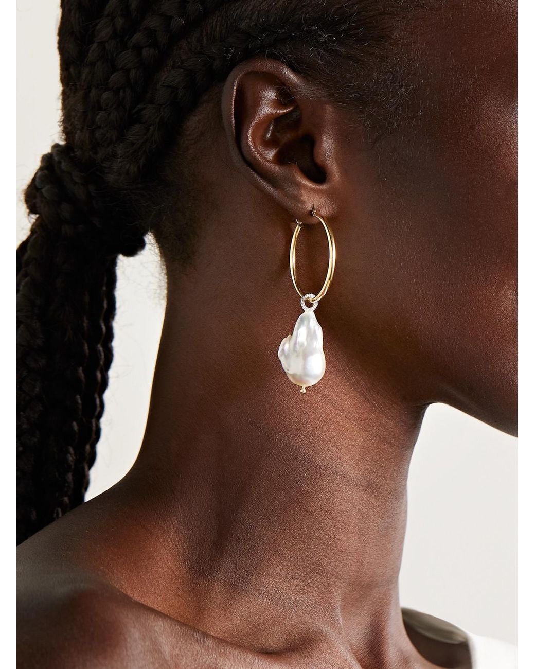 Mateo Natural 14-Karat, Pearl And Diamond Earrings