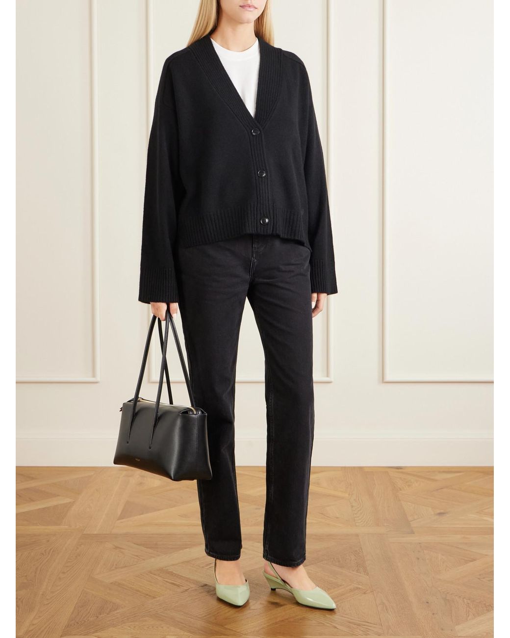 Loulou de Saison Black Kaia Lds Cashmere Cardigan