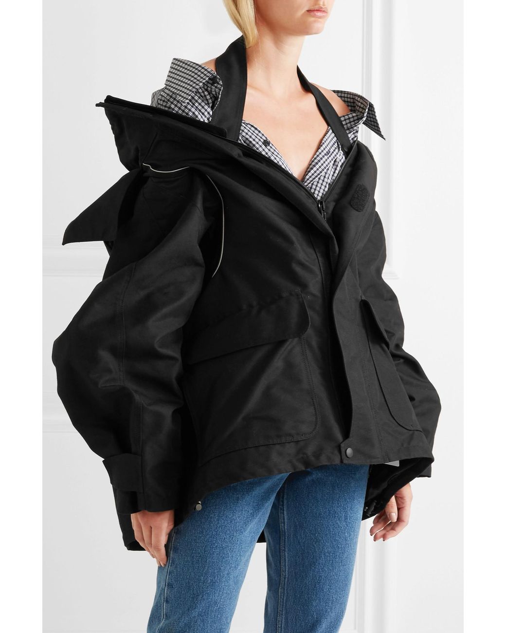 Balenciaga Swing Hooded Shell Parka in Black | Lyst