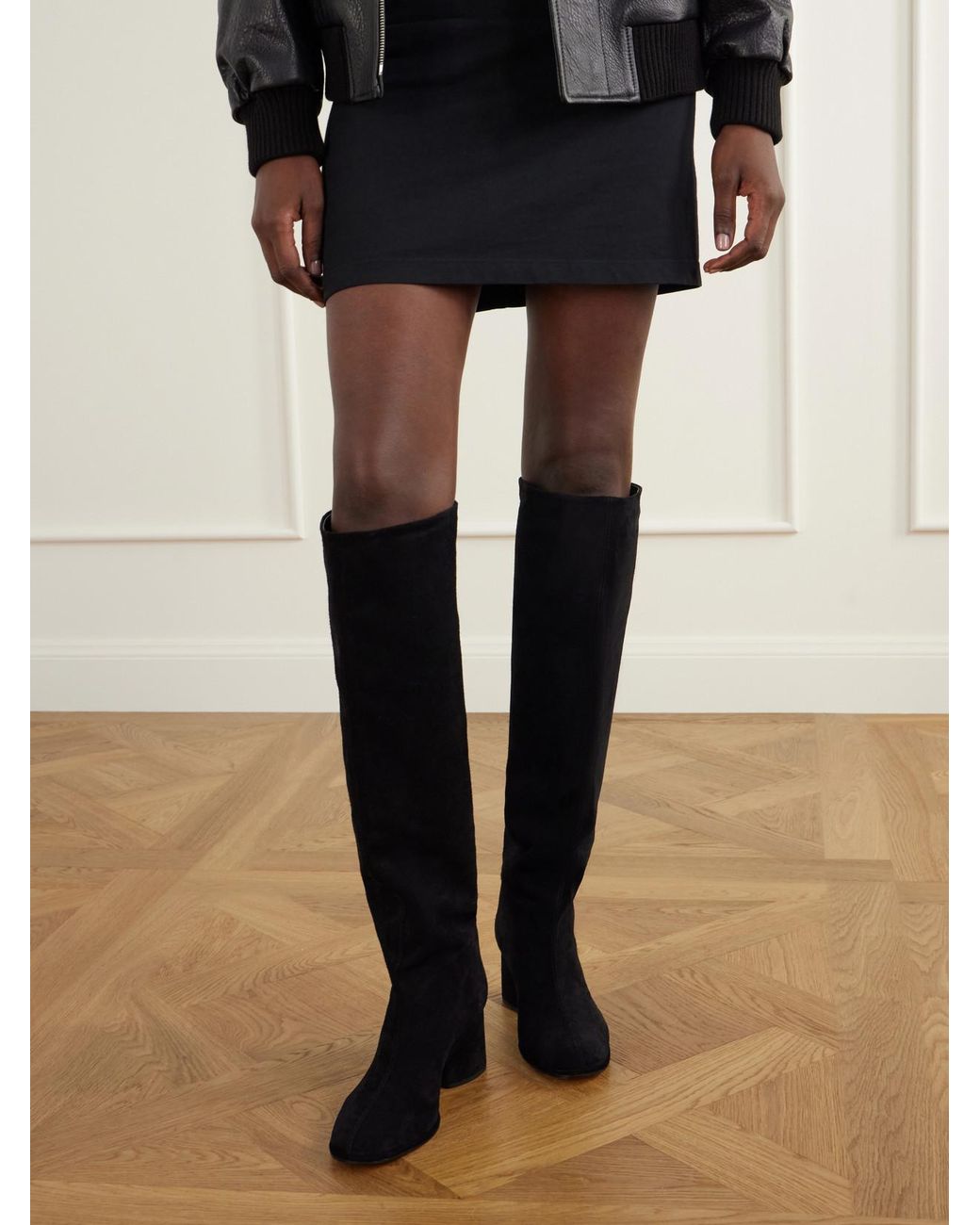 Aeyde Black Almut Suede Knee Boots