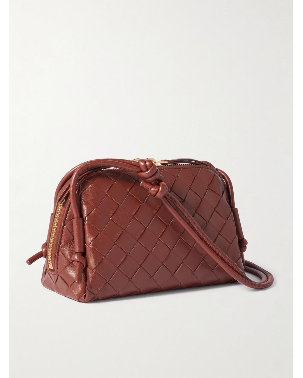 Bottega Veneta Red Concert Pouch Intrecciato Leather Shoulder Bag