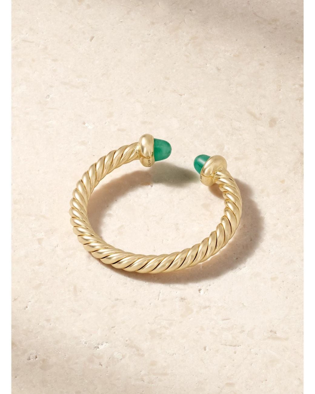 David Yurman Natural Micro Cablespira Flex 18-Karat Emerald Ring