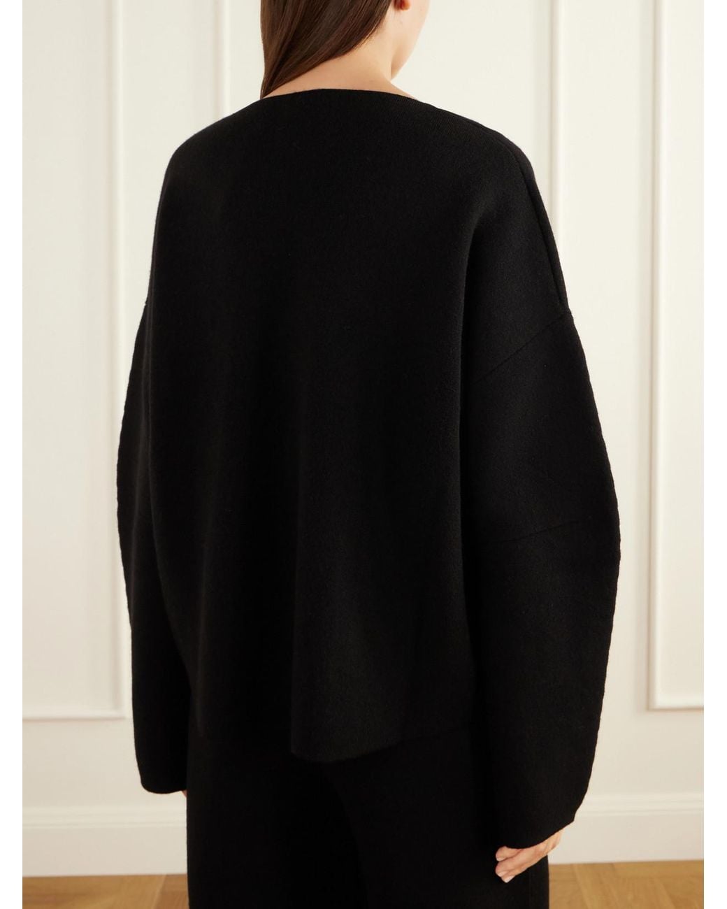 Lauren Manoogian Black Double-Knit Merino Wool, Alpaca And Pima Cotton-Blend Sweater