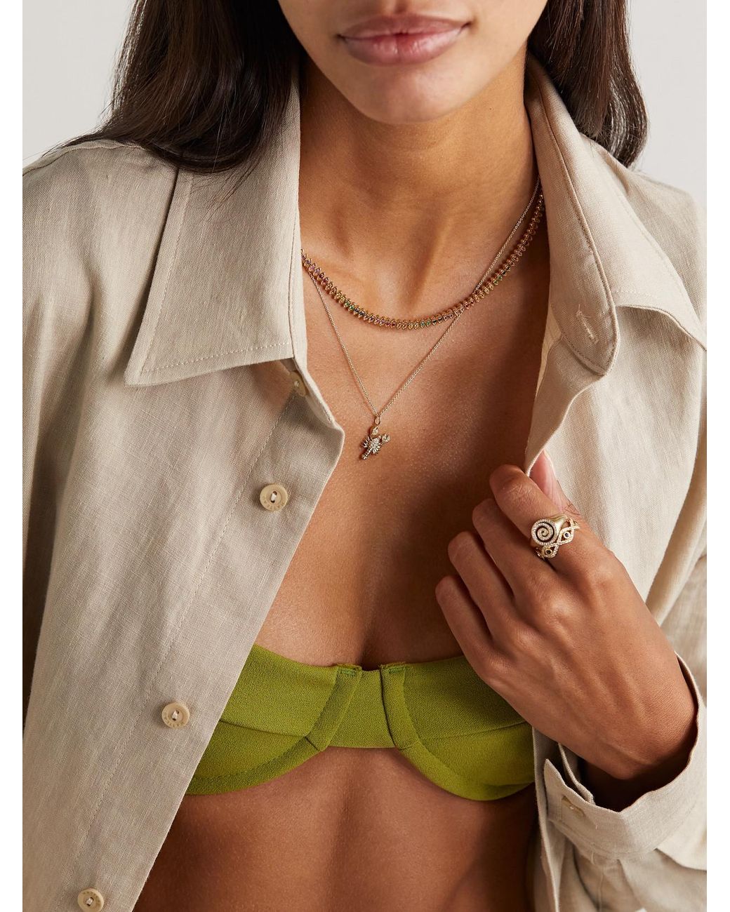 Sydney Evan Natural Lobster 14-Karat Diamond Necklace