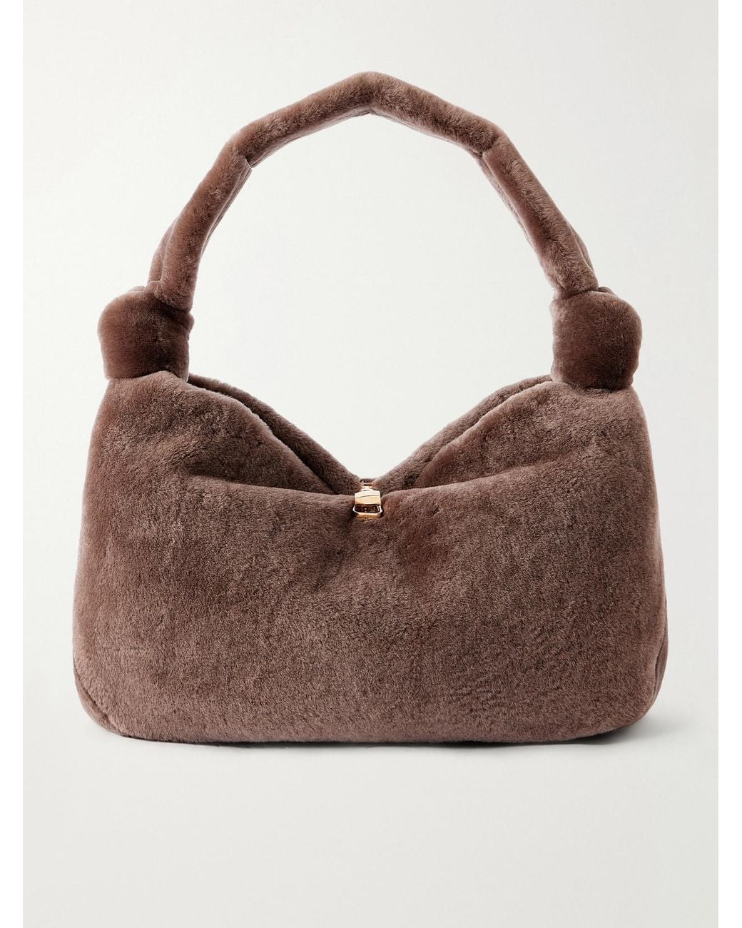 Gabriela Hearst Brown Antonia Shearling Top-Handle Bag