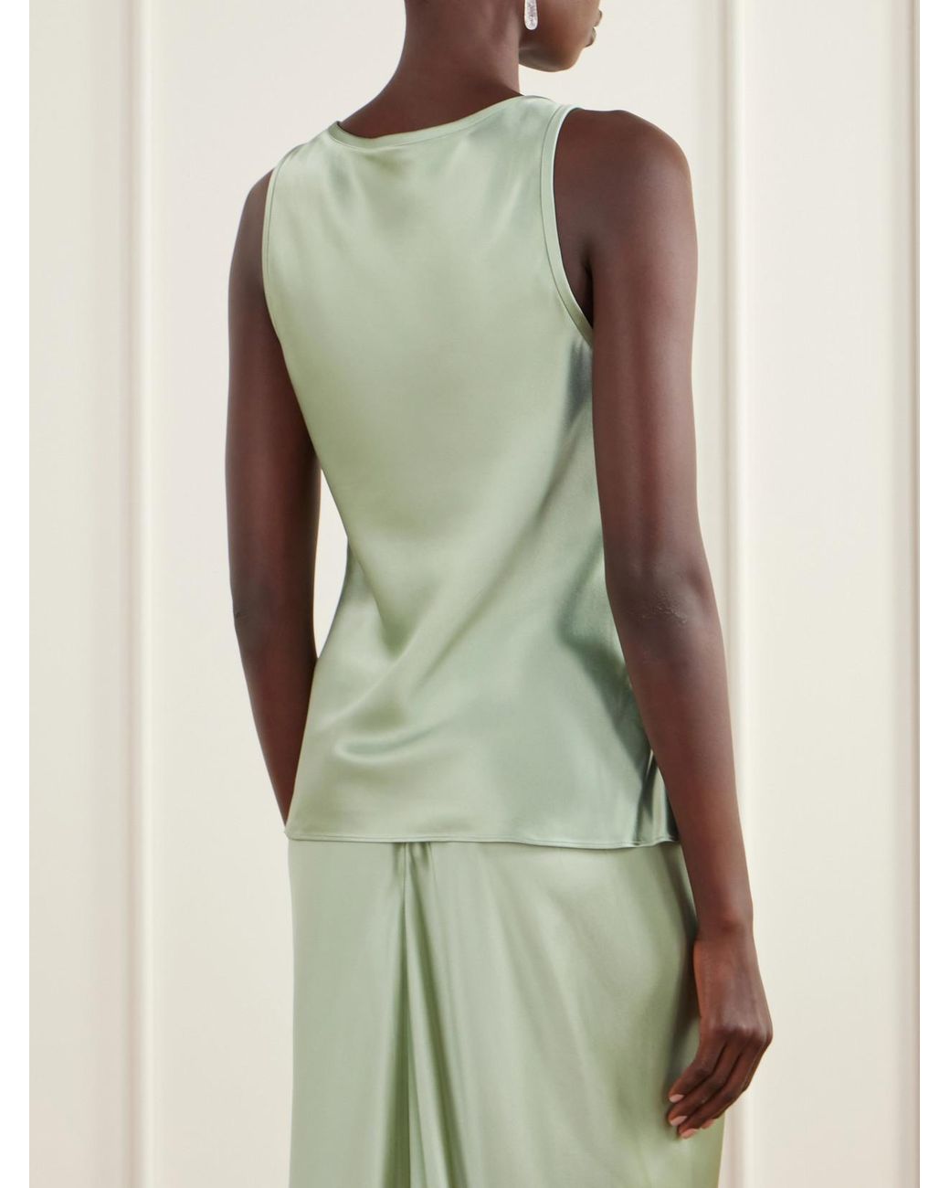 Heirlome Green Adau Silk-Satin Top