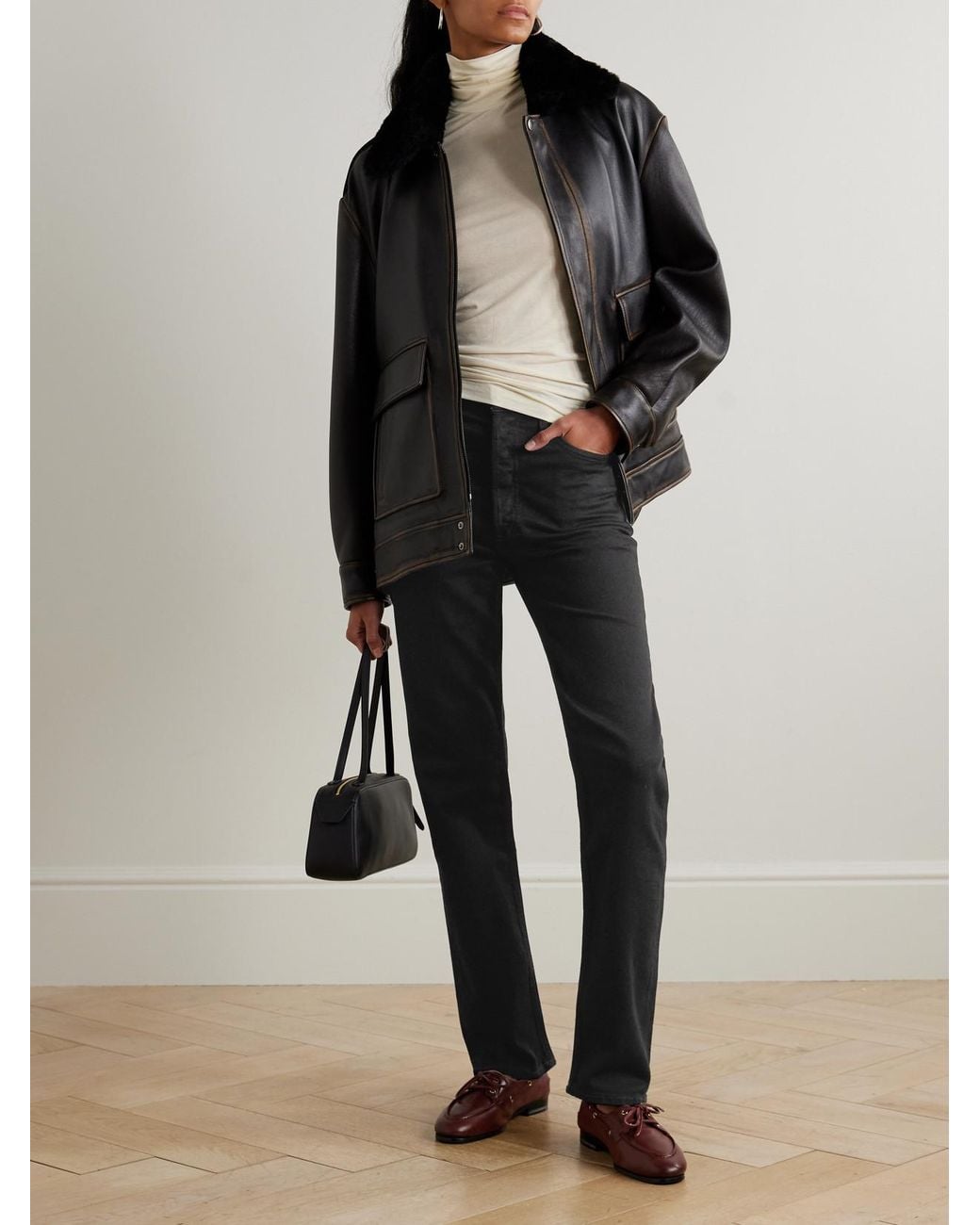 Agolde Black 90's Pinch Waist Long High-Rise Straight-Leg Jeans