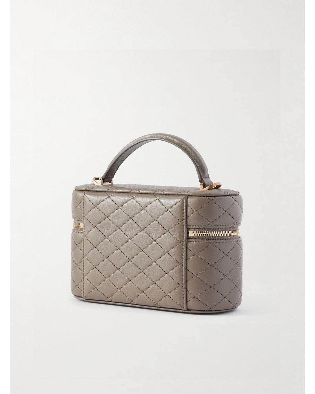 Saint Laurent Brown Gaby Vanity Mini Quilted Leather Top-Handle Bag