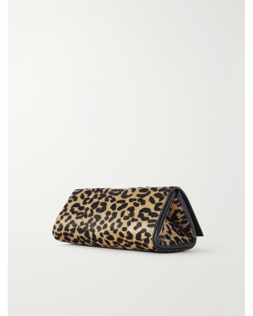 Amanu Multicolor The Tanzania Leopard-Print Leather-Trimmed Calf-Hair Clutch