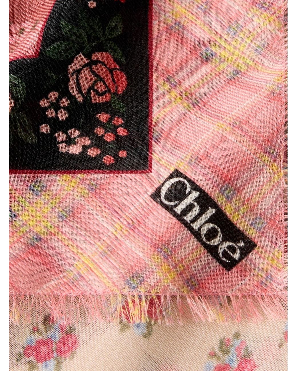 Chloé Red Printed Cashmere And Wool-Blend Scarf