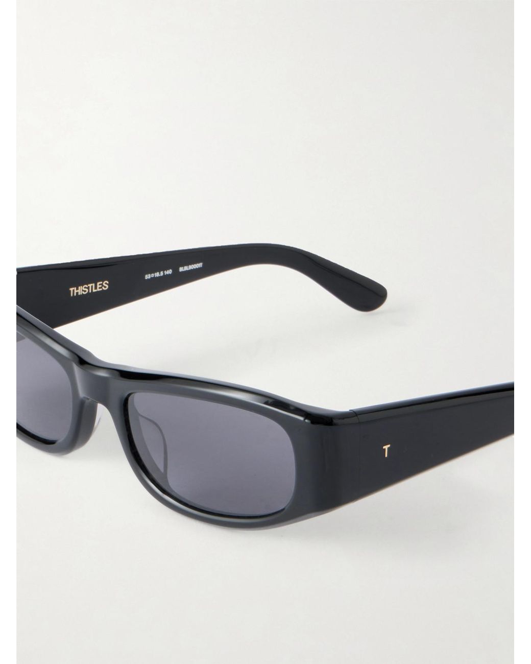 THISTLES Black The Suede Square-Frame Acetate Sunglasses