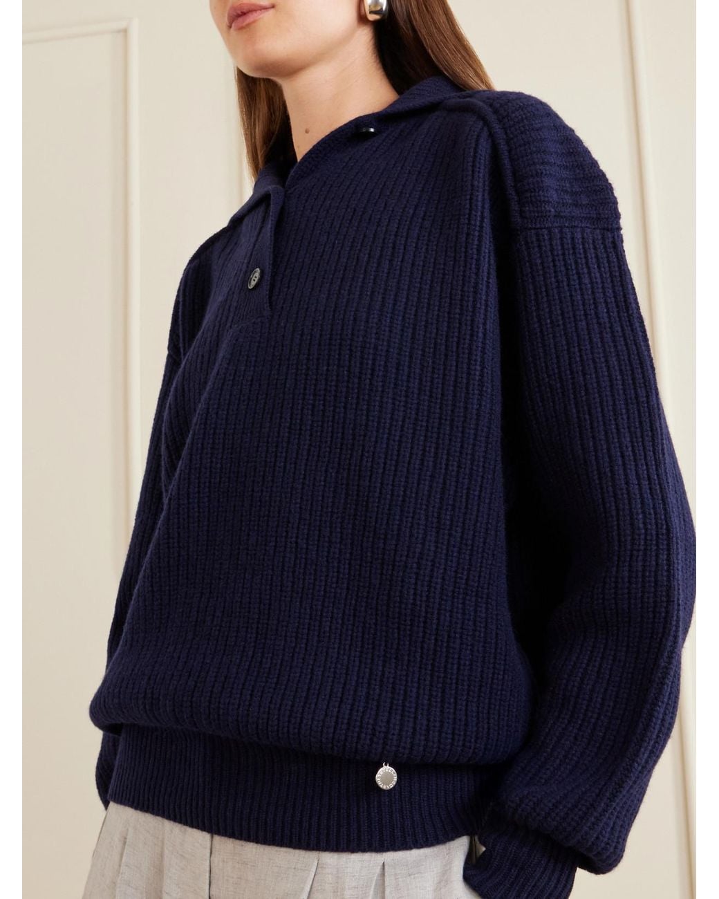 Stella McCartney Blue Ribbed-Knit Cashmere And Wool-Blend Turtleneck Sweater