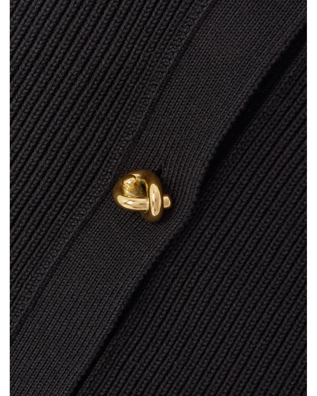Bottega Veneta Black Ribbed Cotton Cardigan