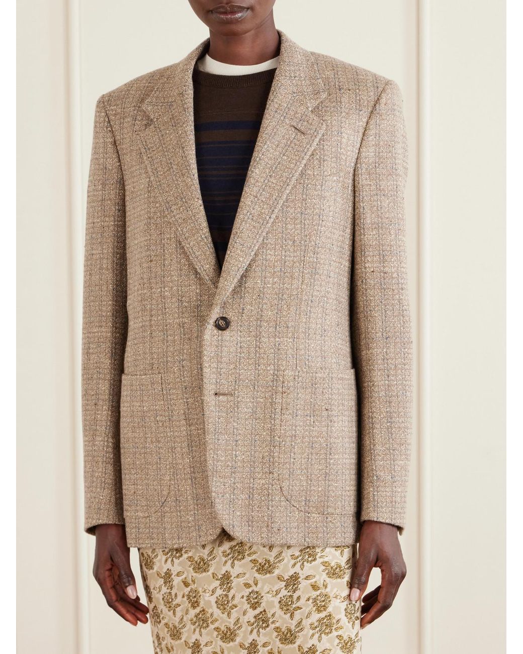 Loro Piana Natural Hedland Checked Tweed Blazer