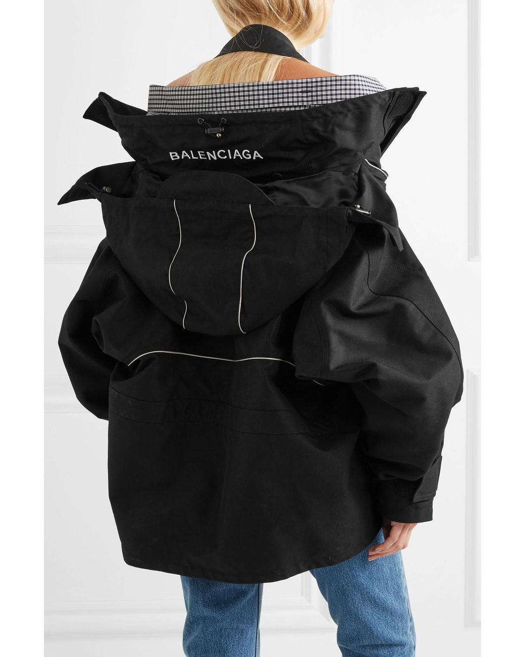 Balenciaga Hooded Shell Parka in Black |