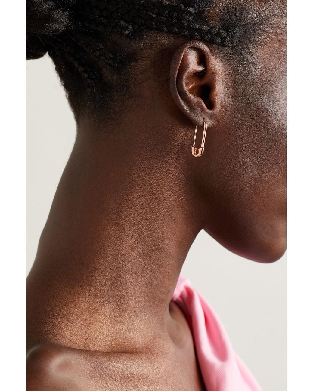 Anita Ko Natural Safety Pin 18-Karat Rose Single Earring