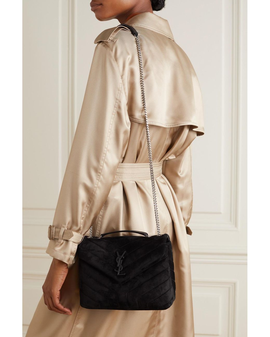 Loulou puffer small suede shoulder bag hotsell