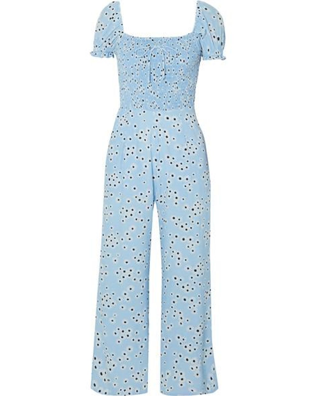 Faithfull The Brand Della Shirred Floral-print Crepe Jumpsuit in Light