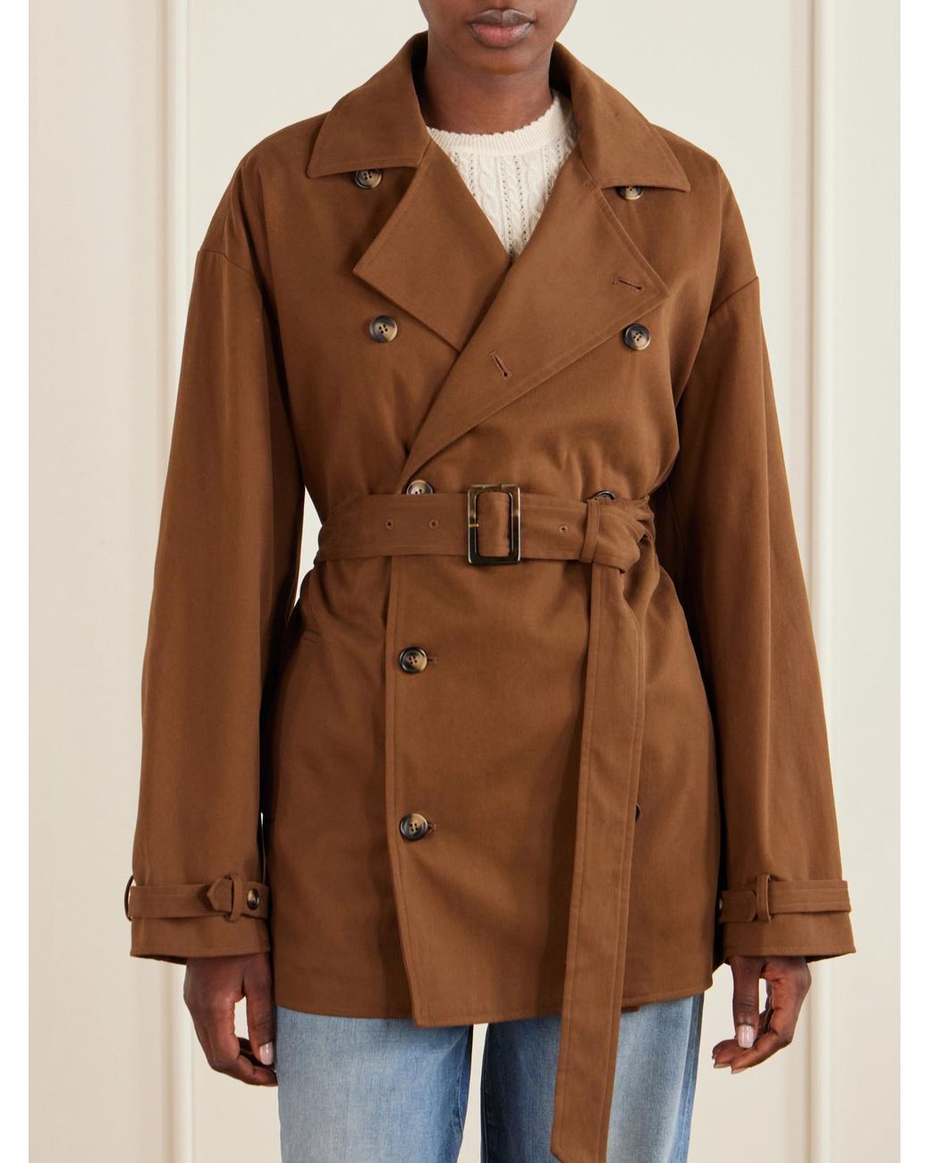 Doen Brown Wolfe Belted Cotton-Blend Trench Coat