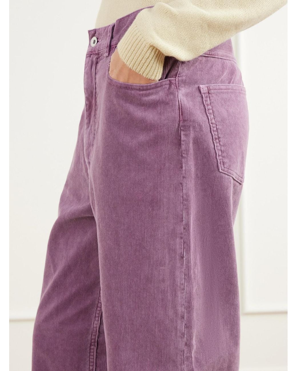 Auralee Purple Finx Garment-Dyed Cotton-Corduroy Wide-Leg Pants