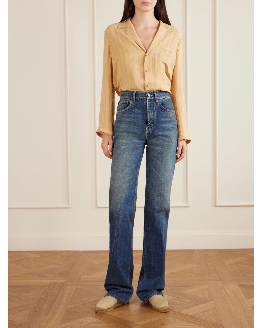 Saint Laurent Natural Embroidered Canvas Espadrilles