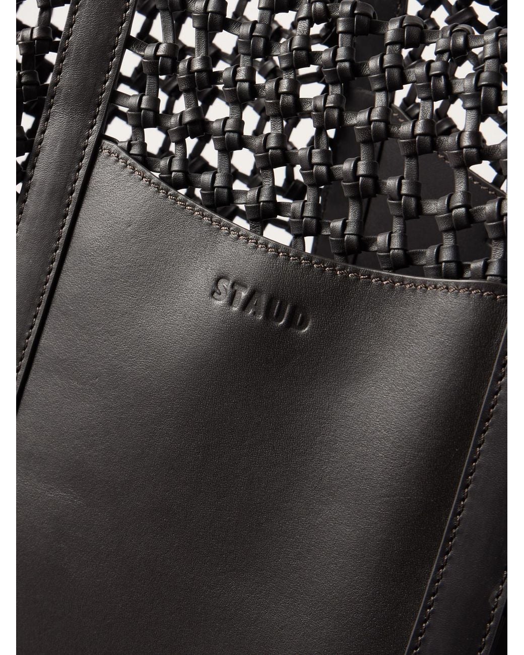 Staud Black Getaway Knotted Leather Tote