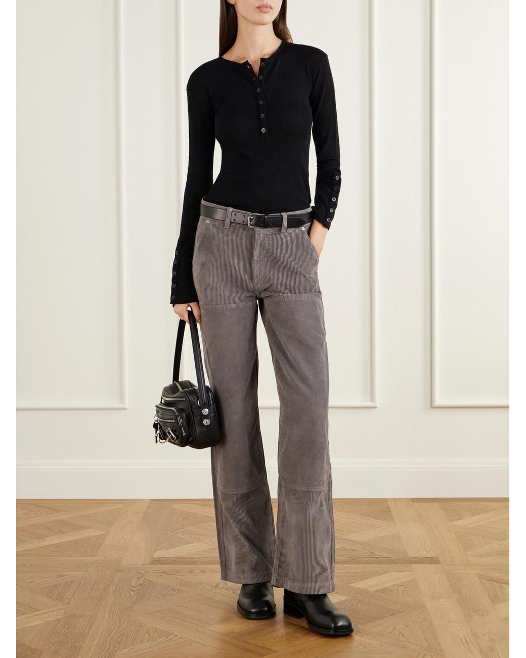 mfpen Brown Cotton-Corduroy Straight-Leg Pants