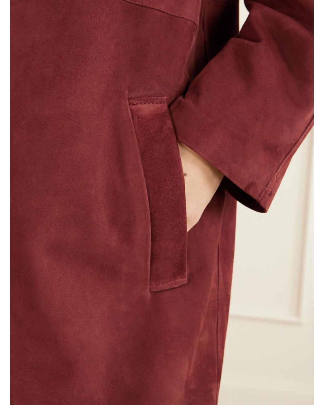 Arma Red Judy Oversized Suede Coat