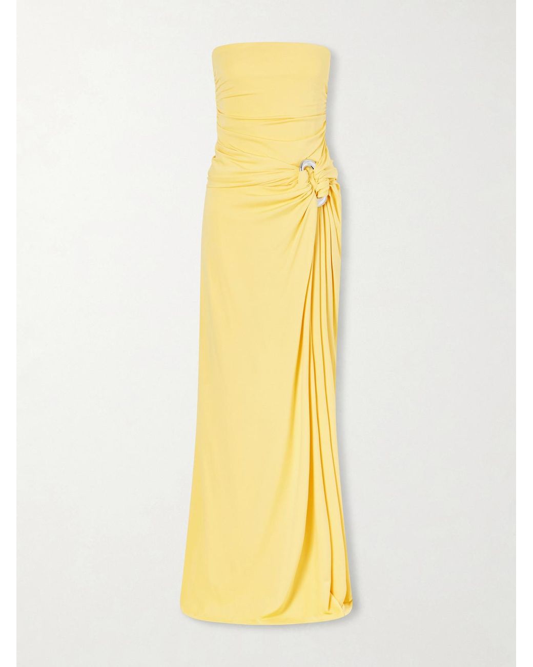 Jonathan Simkhai Yellow Emma Strapless Embellished Jersey Gown