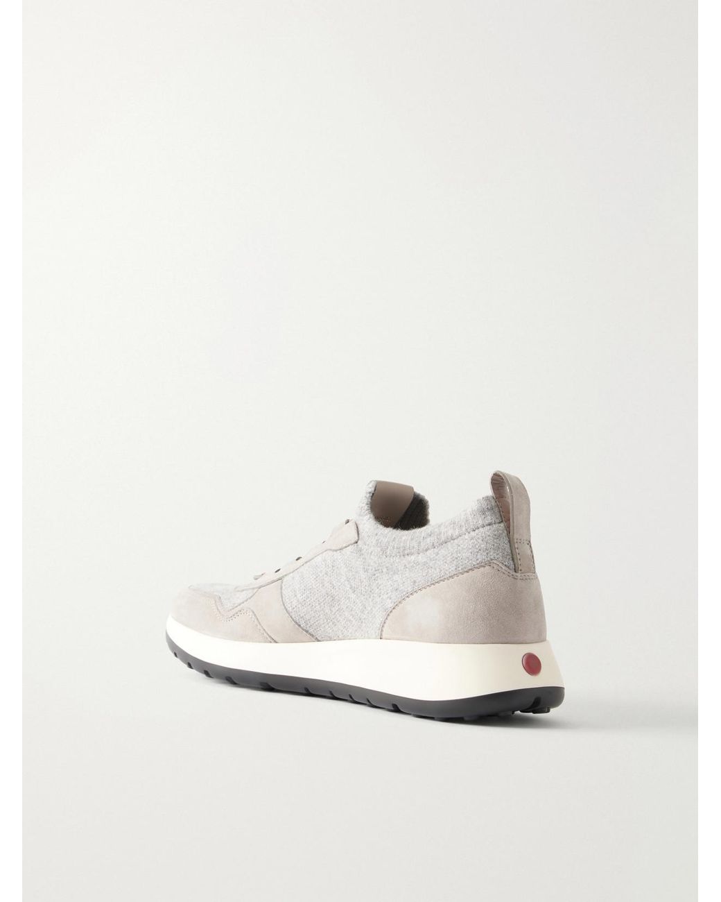 Tod's White Suede-Trimmed Sneakers