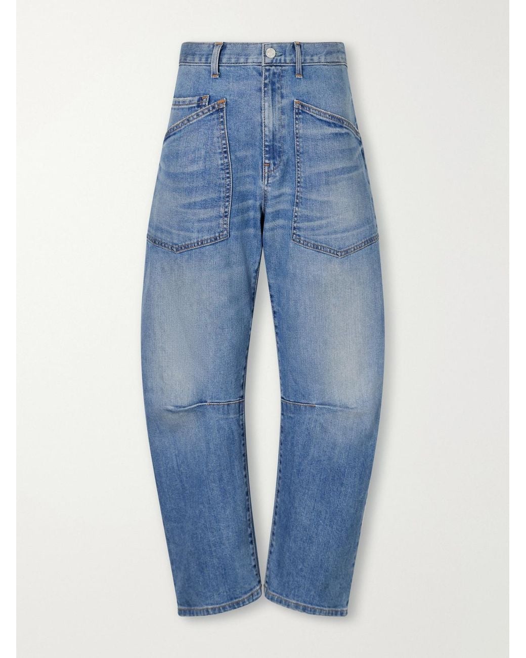 Nili Lotan Blue Shon High-Rise Barrel-Leg Jeans