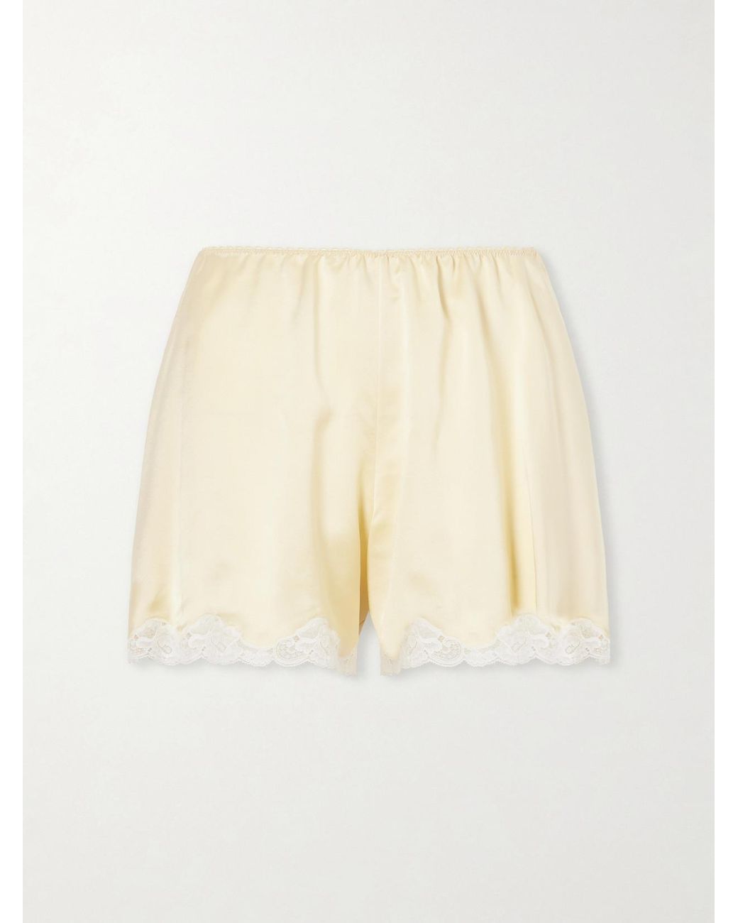 Chloé Natural Lace-Trimmed Silk-Satin Shorts