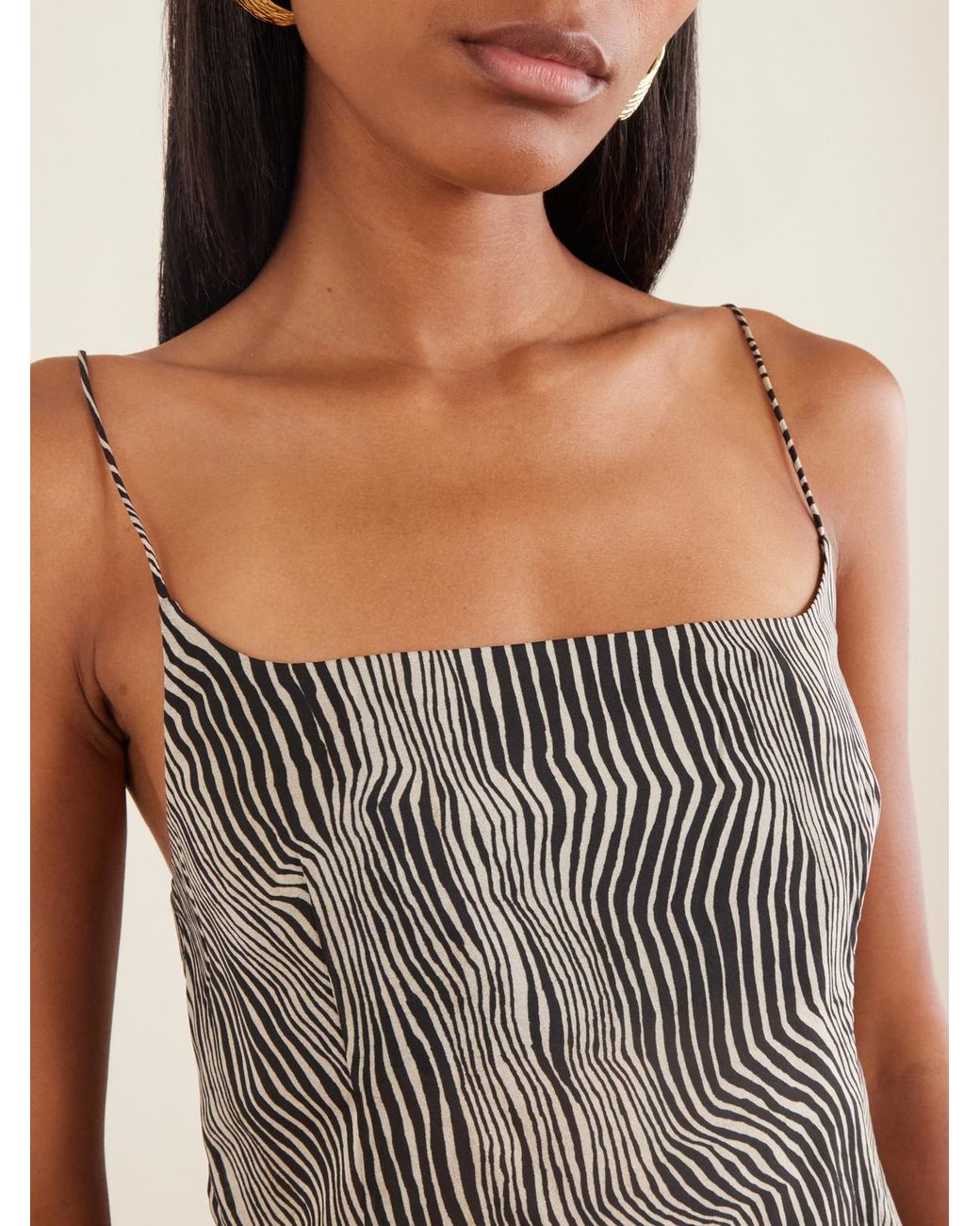 St. Agni Brown Savannah Zebra-Print Silk-Blend Cami