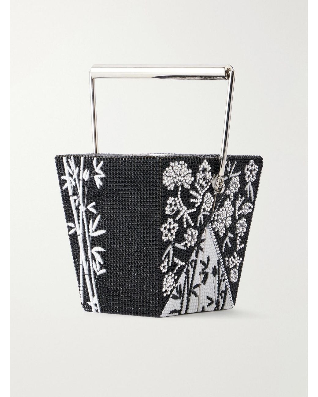 Judith Leiber White Bamboo Take Away Cup Crystal-Embellished-Tone Clutch