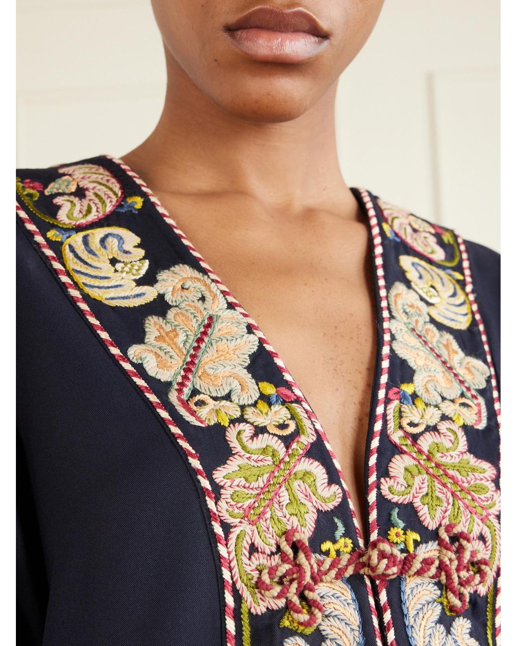 Bode Blue Feather Runner Embroidered Cotton-Blend Twill Jacket