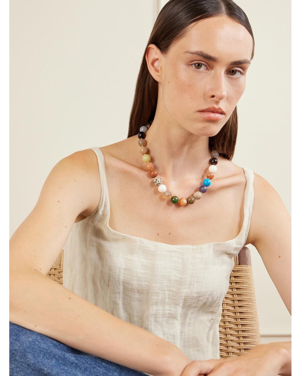 JIA JIA Natural 14-Karat-Stone Beaded Necklace