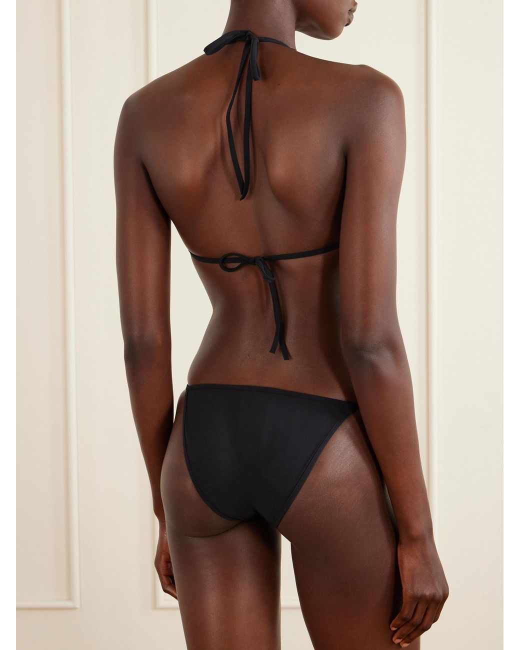 Gucci Black Horsebit Embellished Triangle Bikini