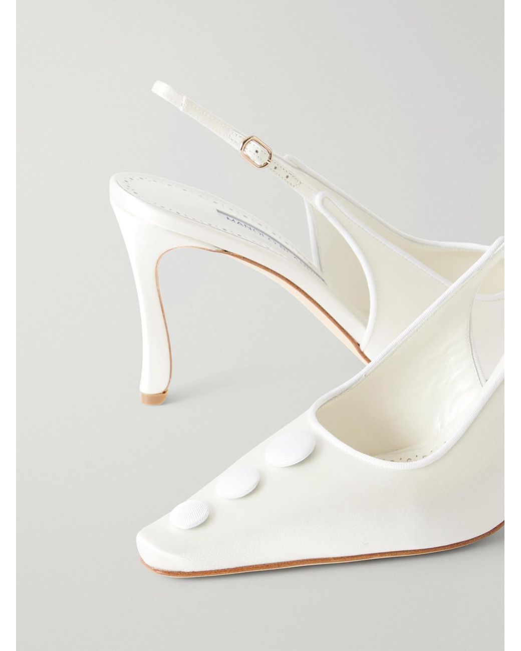 Manolo Blahnik Natural Alexa 90 Embellished Satin Pumps