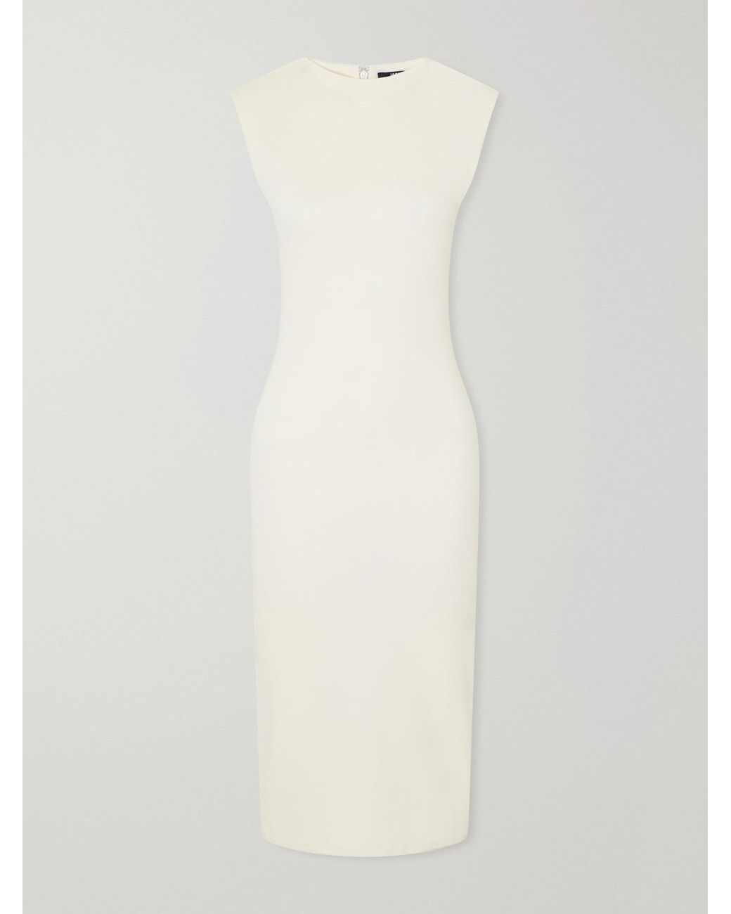 Jacquemus White La Robe Alba Crepe Midi Dress