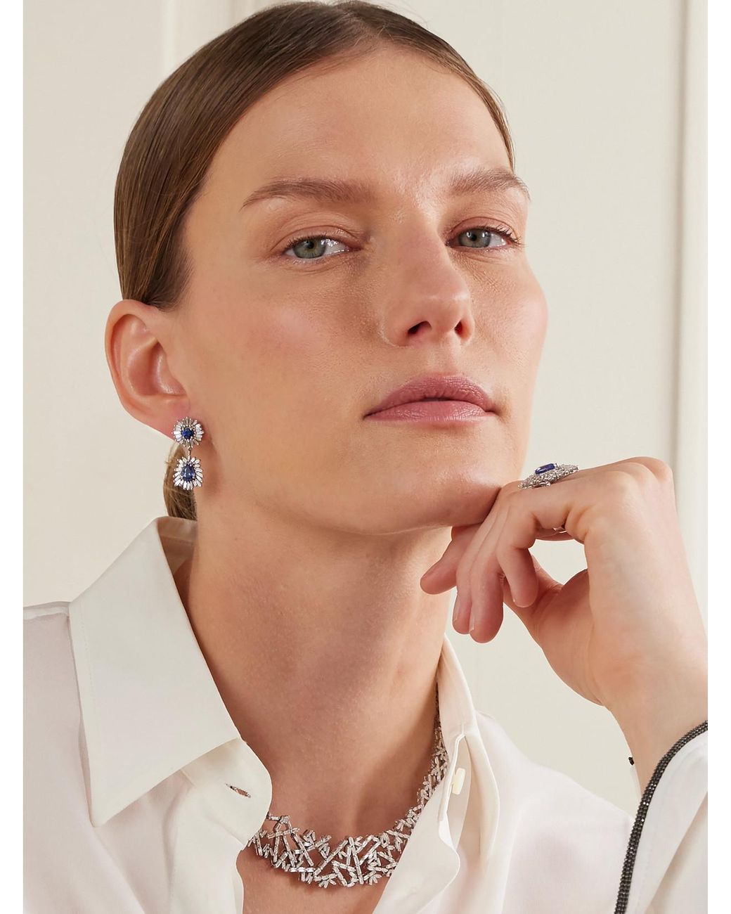 Suzanne Kalan Natural 18-Karat, Sapphire And Diamond Earrings