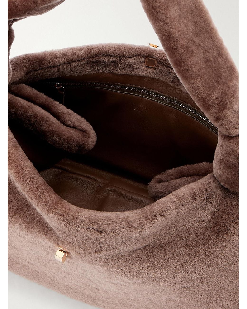 Gabriela Hearst Brown Antonia Shearling Top-Handle Bag