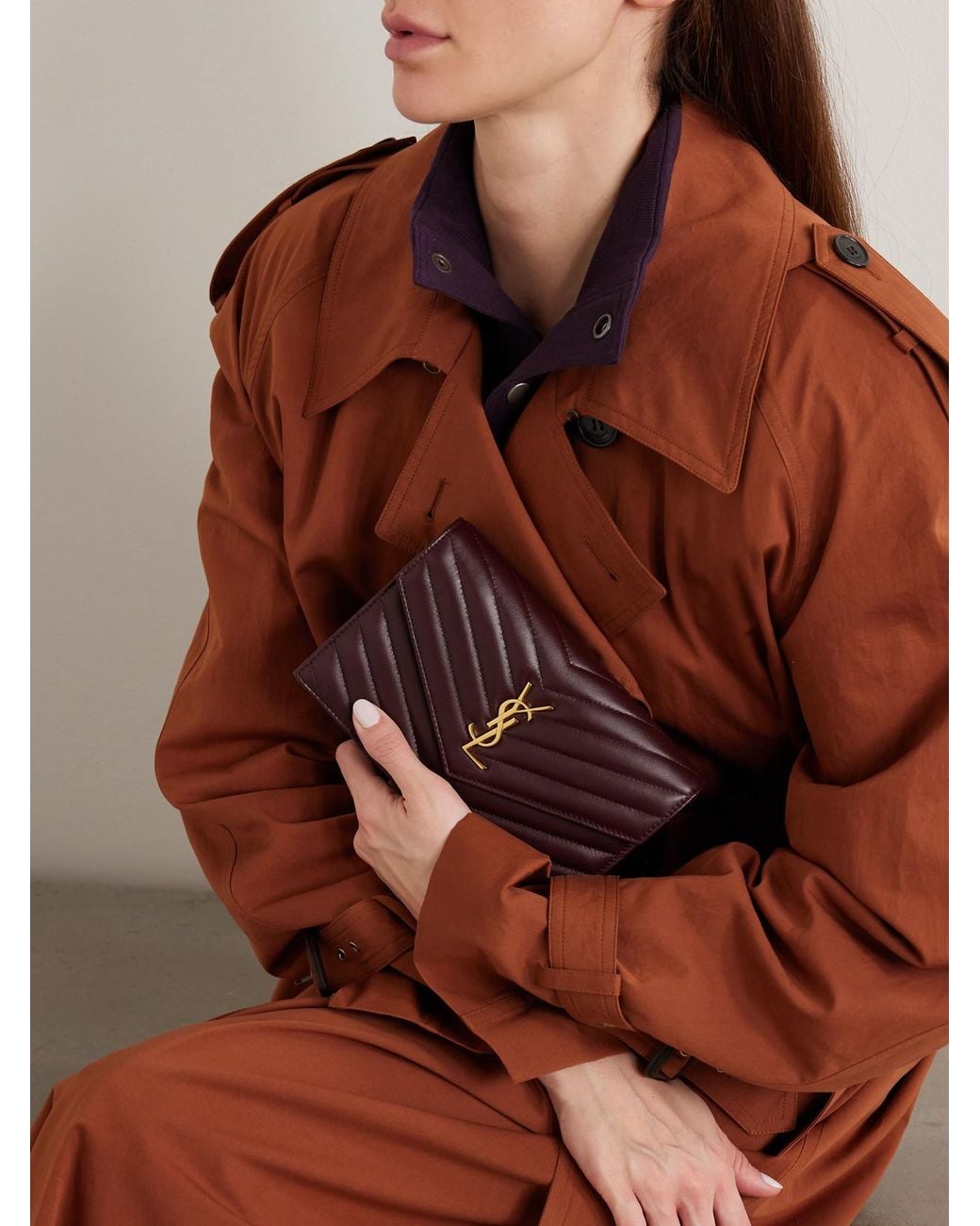 Saint Laurent Purple Cassandre Matelassé Leather Shoulder Bag