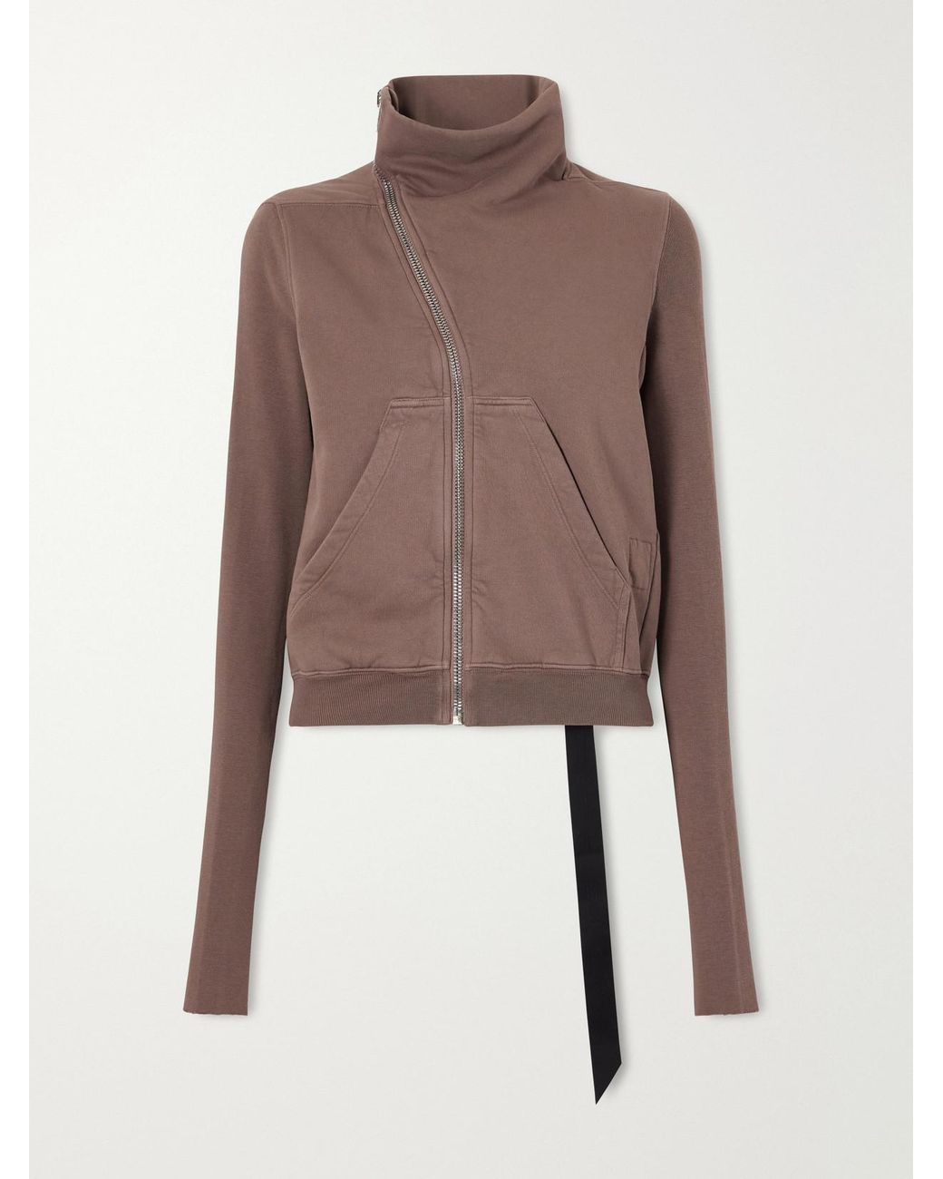 Rick Owens Brown Drkshdw Cotton-Jersey Zip-Up Cardigan