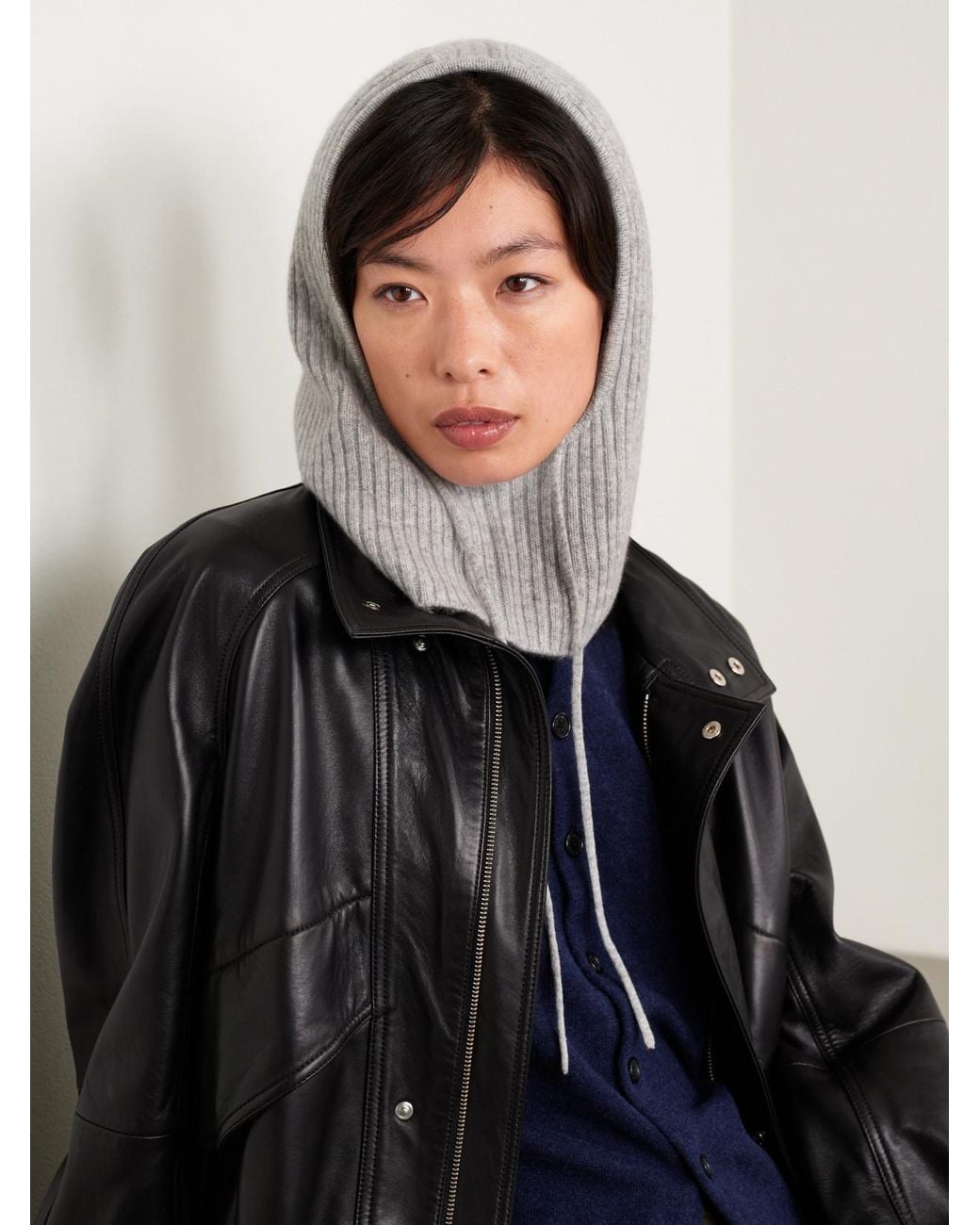Yves Salomon Gray Ribbed Cashmere Snood