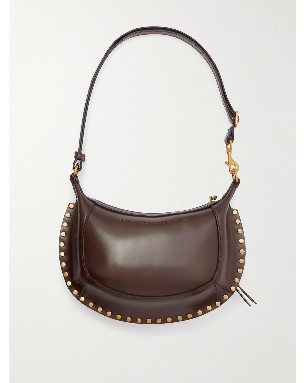 Isabel Marant Purple Oskan Moon Studded Leather Shoulder Bag