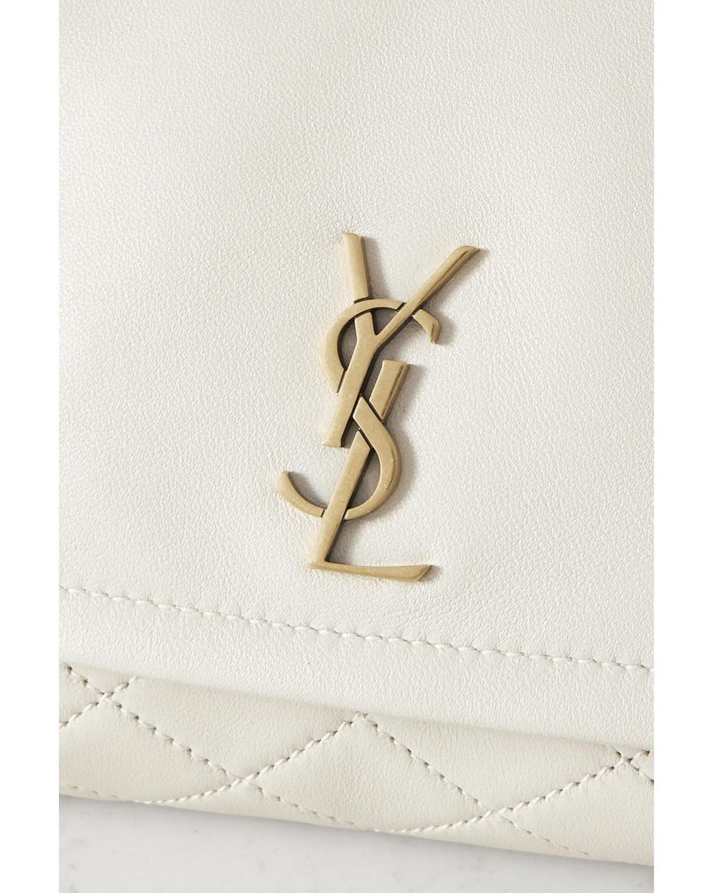 Saint Laurent Natural Diamond-Quilted Ysl Crossbody Bag