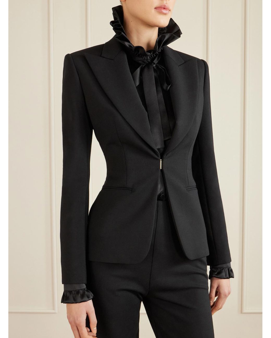 Gucci Black Wool-Blend Blazer