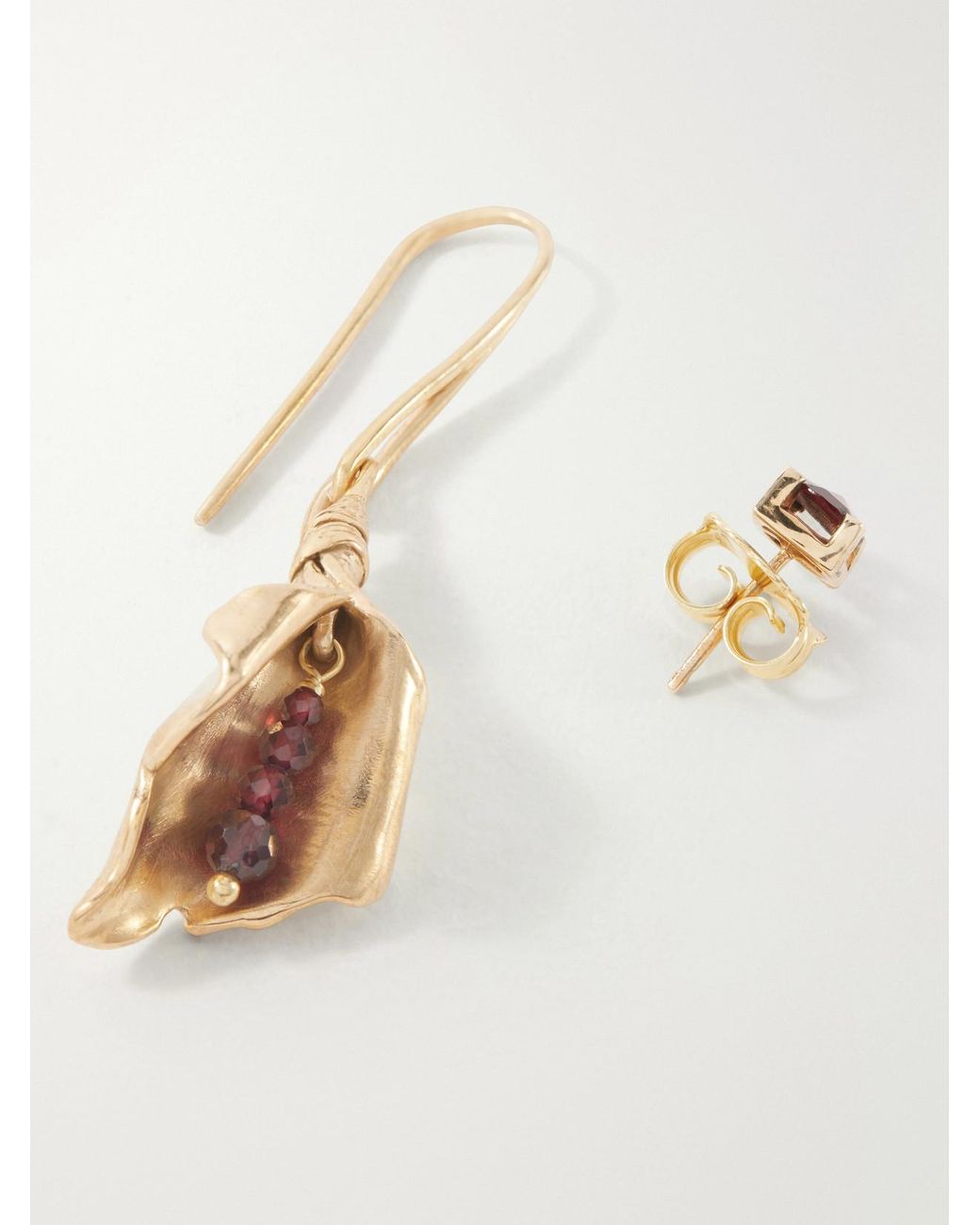 Le Sundial Natural Veiled Bloom Single Asymmetric Plated Bronze Earrings