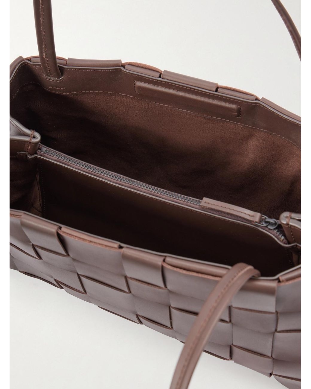 St. Agni Brown Woven Leather Shoulder Bag